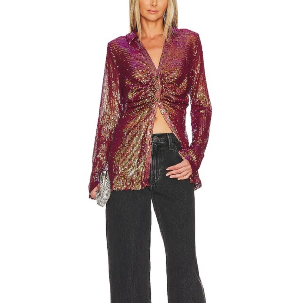 Sequin Shirtee Top in Dark Rhubarb